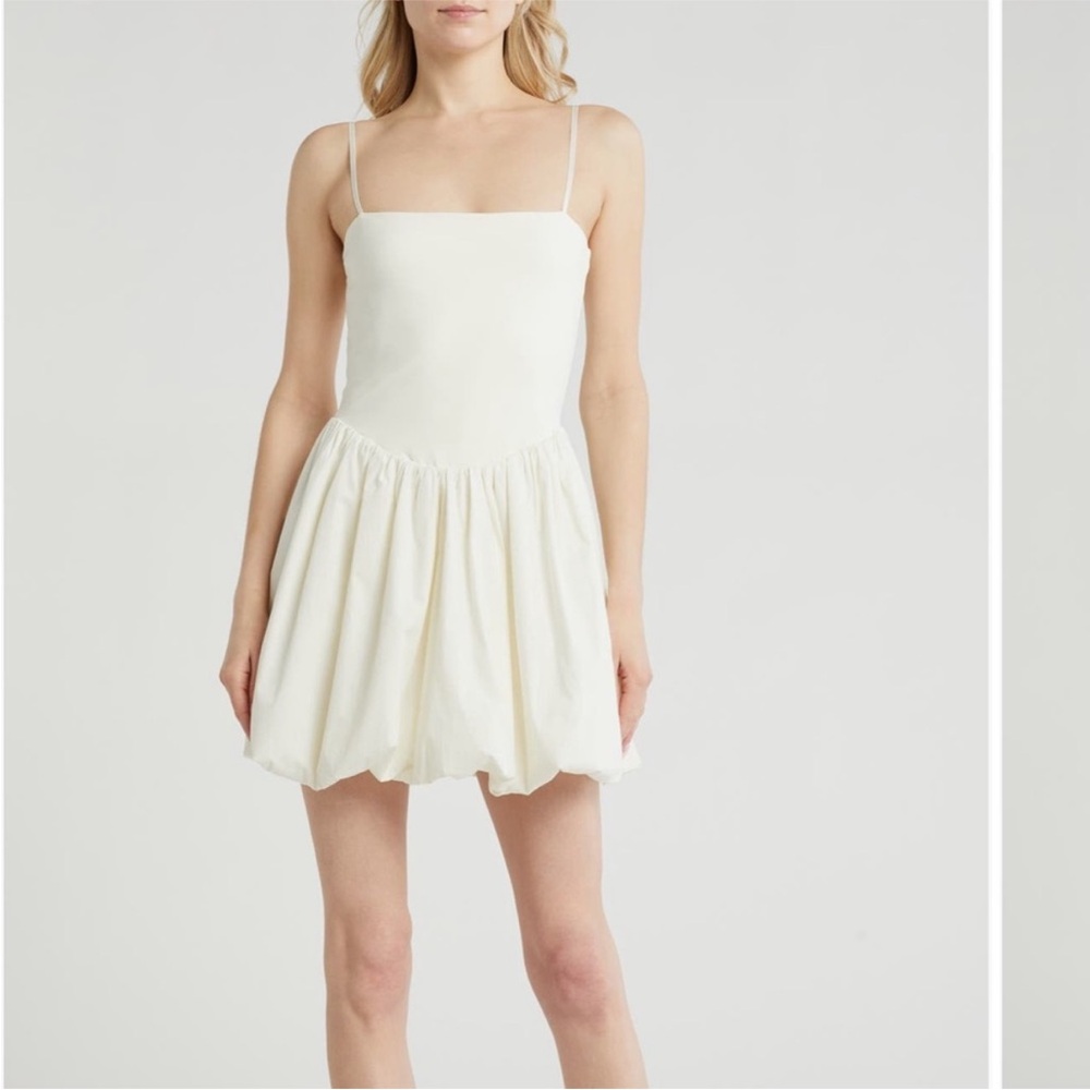 Wayf ivory bubble hem mini dress